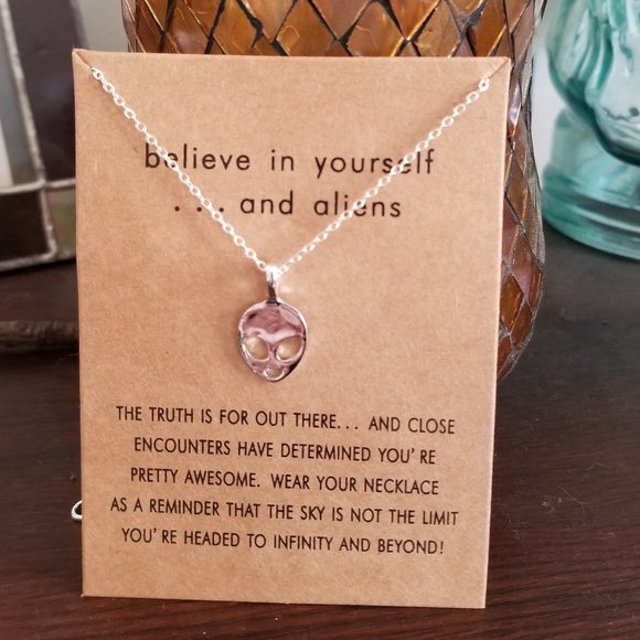 Jewelry - NWT Kawaii Silver Alien Charm Necklace